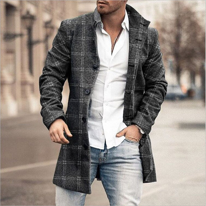 Mune | Men's Wool Coat with Check Pattern and Clear Silhouette
