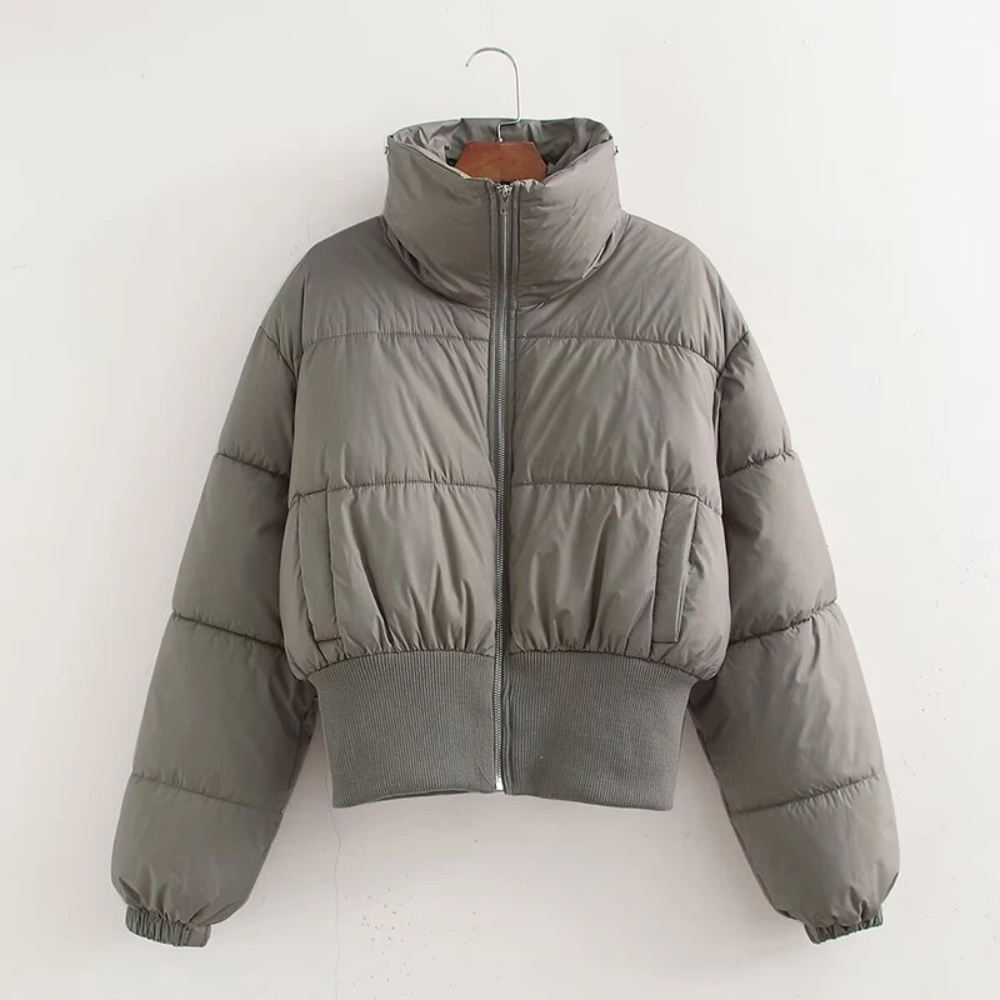 Mune | Women's Short Puffer Jacket with High Collar and Elastic Waistbelt