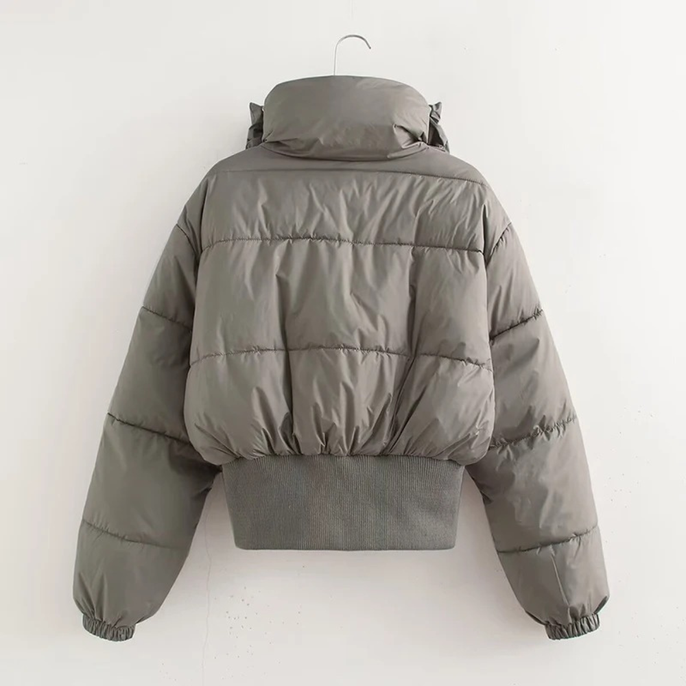 Mune | Women's Short Puffer Jacket with High Collar and Elastic Waistbelt