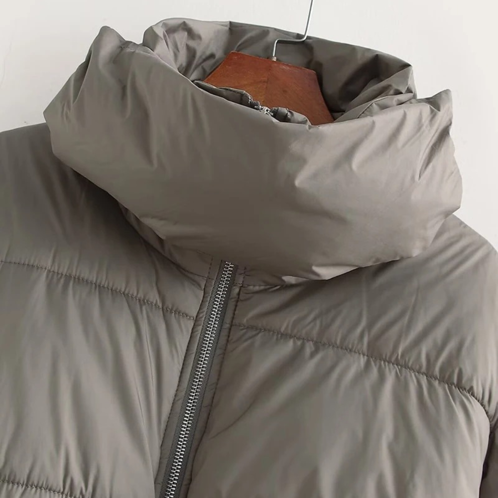 Mune | Women's Short Puffer Jacket with High Collar and Elastic Waistbelt