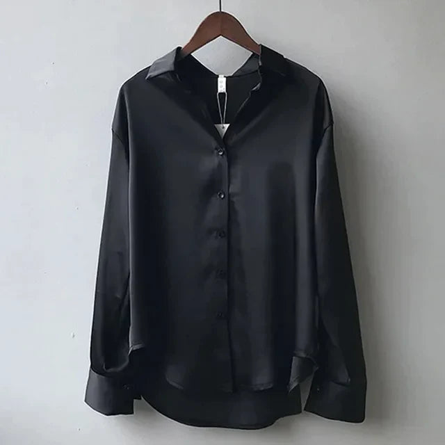 Women’s Long Sleeve Button Down Satin Blouses