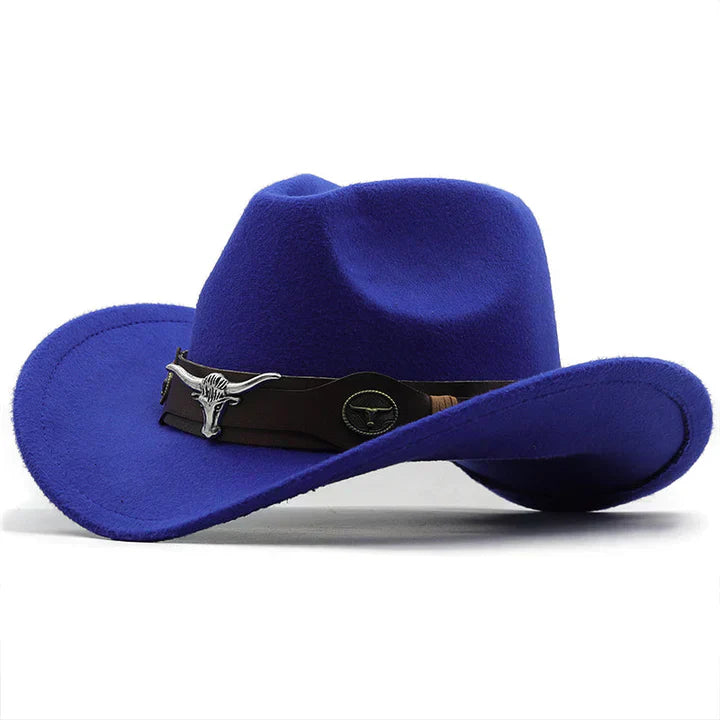 Mune Fashion - Western-style felt hat with bull buckle band
