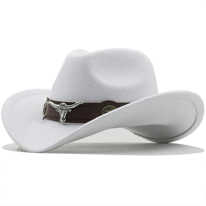 Mune Fashion - Western-style felt hat with bull buckle band