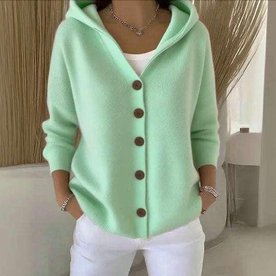 Mune | Women's Knit Cardigan with Hood and Buttons