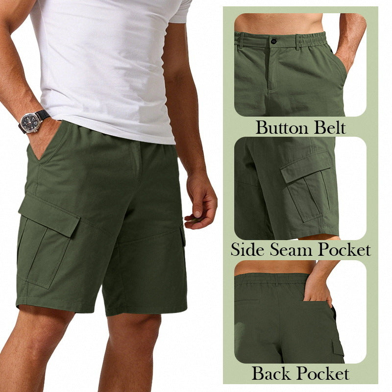 Men's button waistband Bermuda shorts with partially elastic back and applied flap pockets Mune Fashion