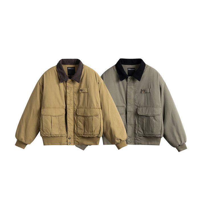 Men's short-cut utility blouson jacket with cord collar and patch pockets Mune Fashion
