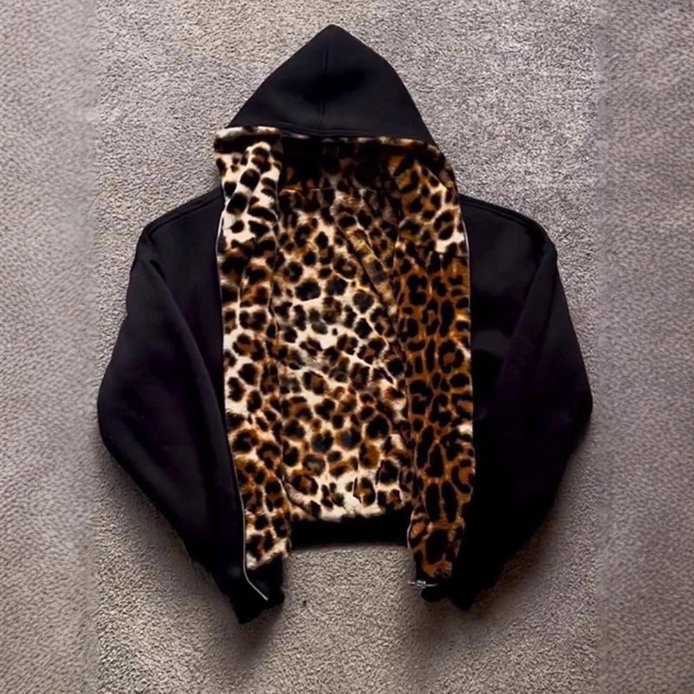 Women's Sporty Jacket with Leopard Inner Lining Mune
