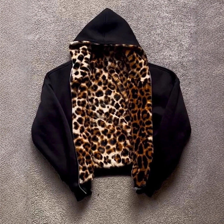 Women's Sporty Jacket with Leopard Inner Lining Mune