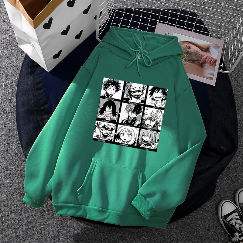 Unisex hoodie with square manga character collage, slightly oversized fit and kangaroo pocket Mune Fashion