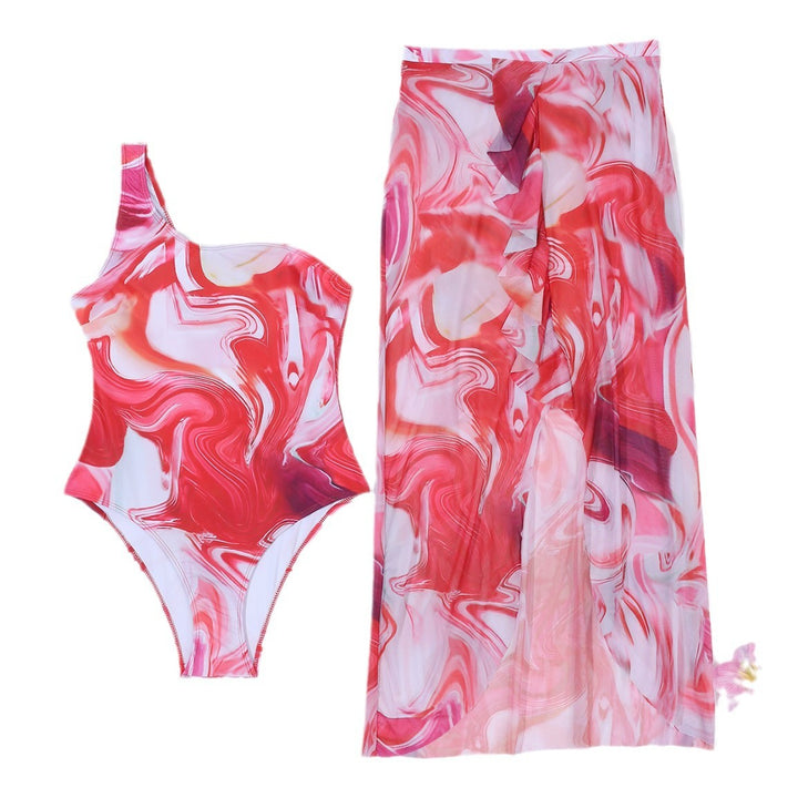 Ladies Elegant Asymmetrical Swimsuit with Matching Pareo Mune Fashion