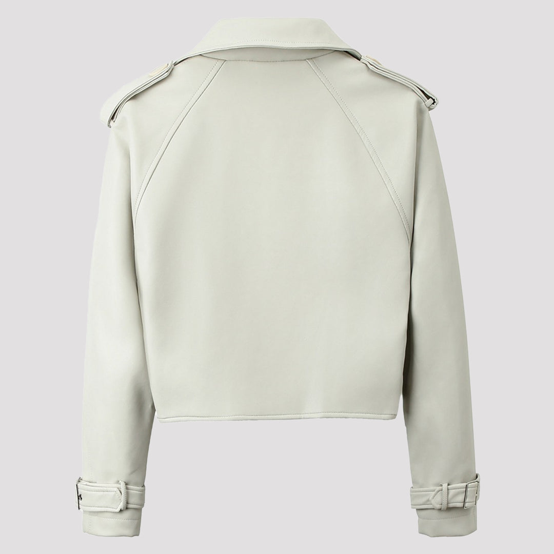 Ladies Fashion Biker Jacket with Asymmetrical Zipper Mune Fashion