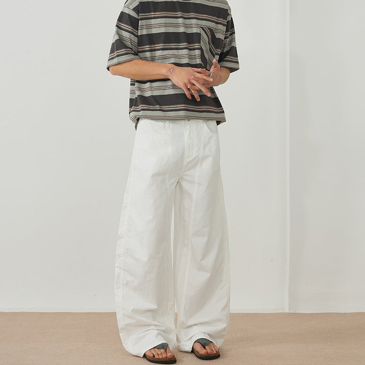 Men's Extra Wide Baggy Pants made of lightweight cotton twill with drawstring hem and seams Mune Fashion