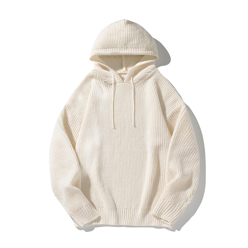 Unisex Chunky Knit Oversized Hooded Sweater with Ribbed Cuffs and Drawstring Mune Fashion