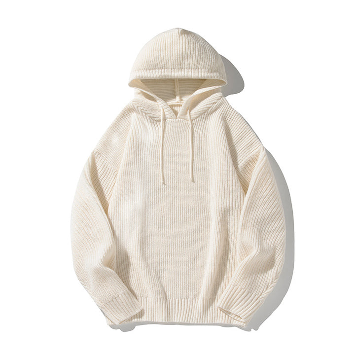 Unisex Chunky Knit Oversized Hooded Sweater with Ribbed Cuffs and Drawstring Mune Fashion