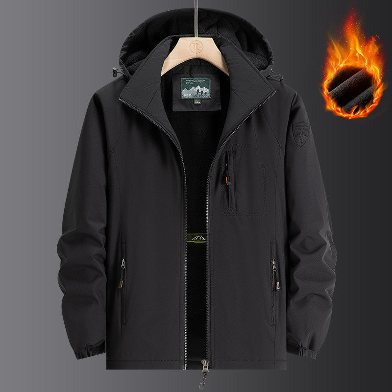Men's Weatherproof Softshell Jacket with Full Fleece Lining, Adjustable Hood and Windproof Membrane Mune Fashion