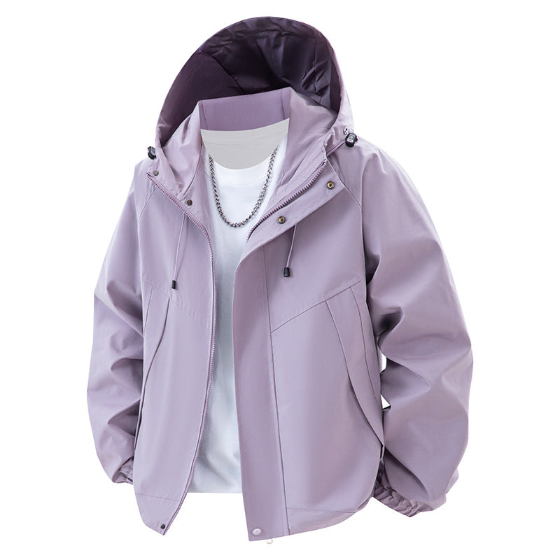 Men's Lightweight Waterproof Hooded Jacket in Oversized Cut with Elastic Cuffs & Concealed Zipper Mune Fashion