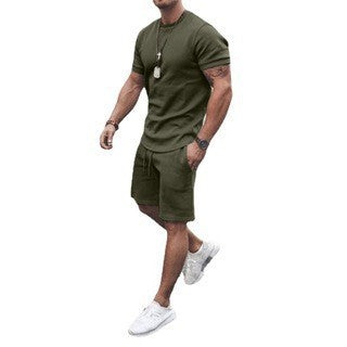 Men's fitted short sleeve shirt with reinforced shoulder seam and elastic drawstring bermuda made of stretch jersey Mune Fashion