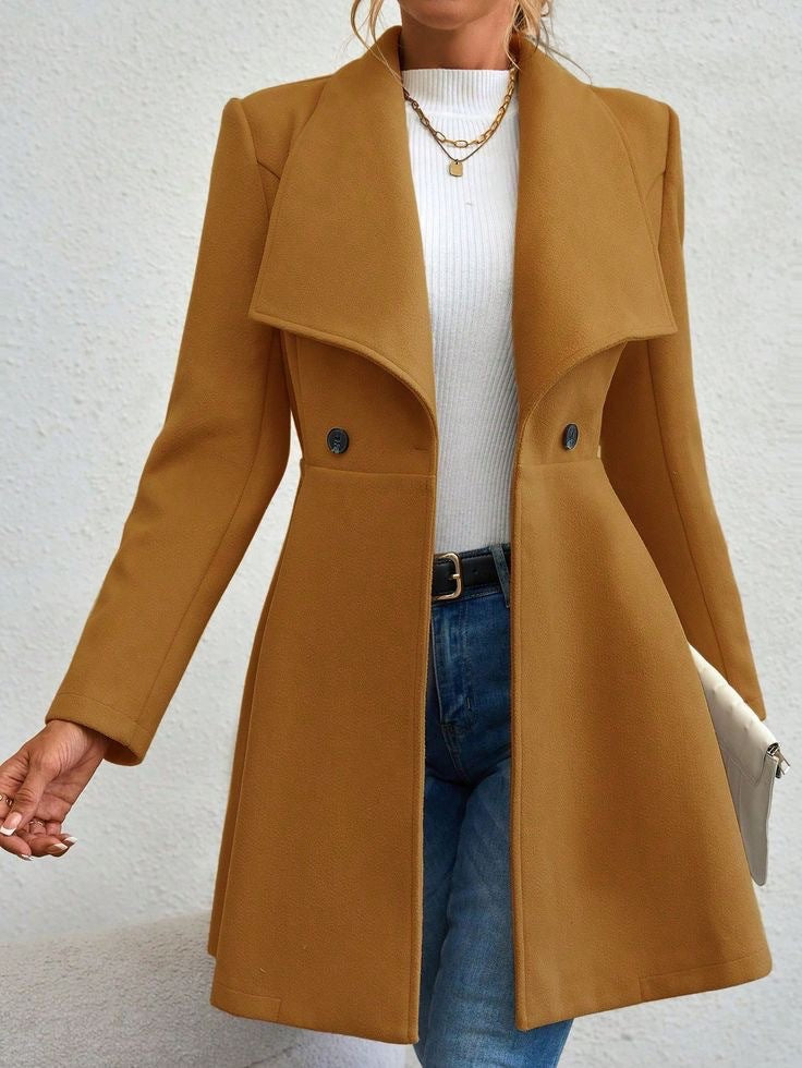 Ladies Elegant Double-Breasted Wool Jacket