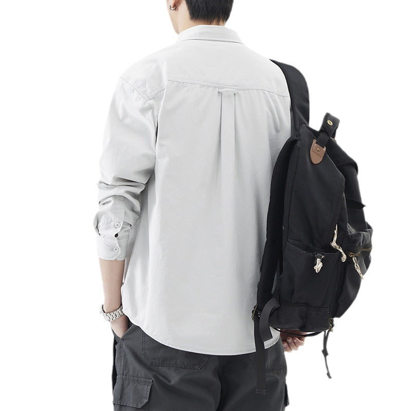 Men's Oversized Cotton Shirt with Double Chest Pockets and Relaxed Fit Mune Fashion