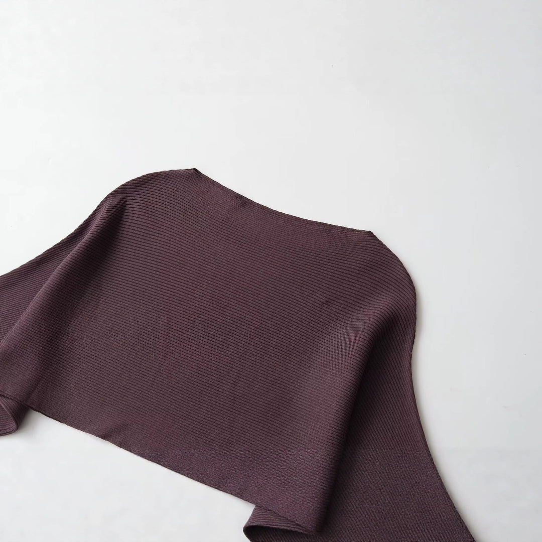 Women Ribbed Short Poncho with Boat Neck and Boxy Silhouette Mune Fashion