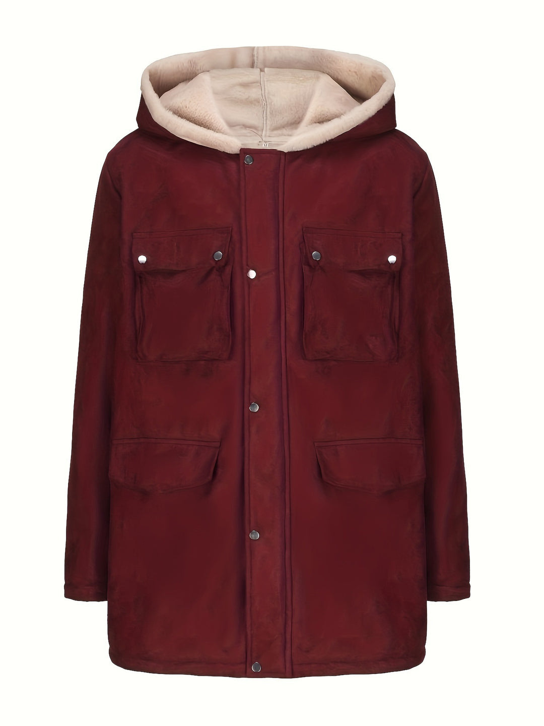 Men's parka in field style with teddy lining in hood, patch pockets and snap fastening Mune Fashion