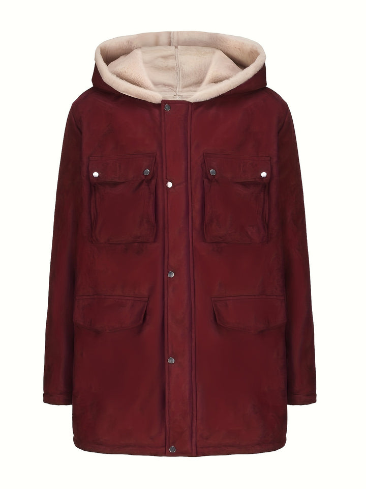 Men's parka in field style with teddy lining in hood, patch pockets and snap fastening Mune Fashion