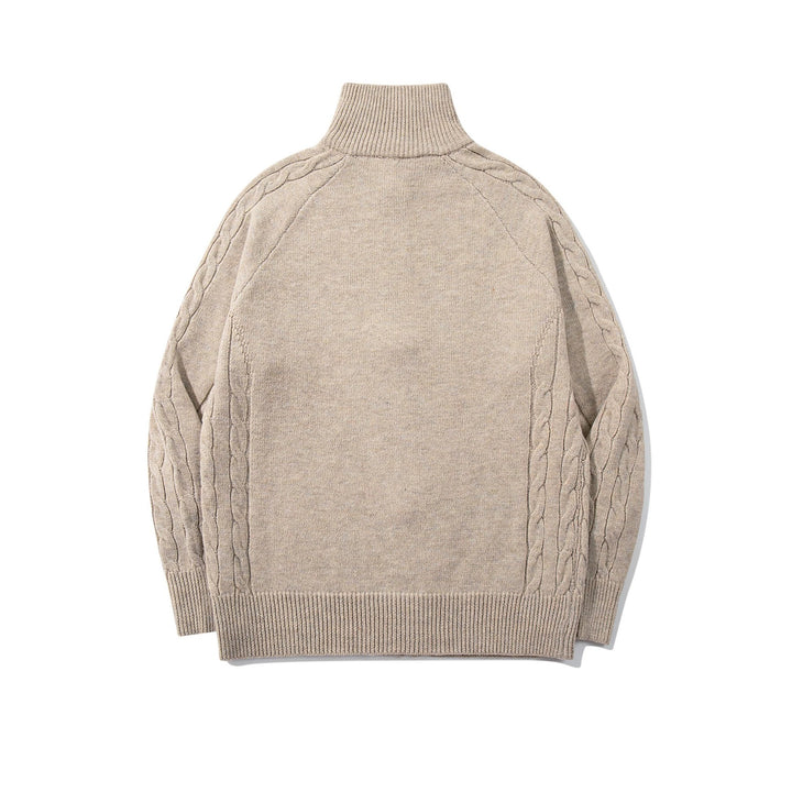 Men's bulky knit zip jacket with funnel collar, raglan sleeves, and cable pattern Mune Fashion
