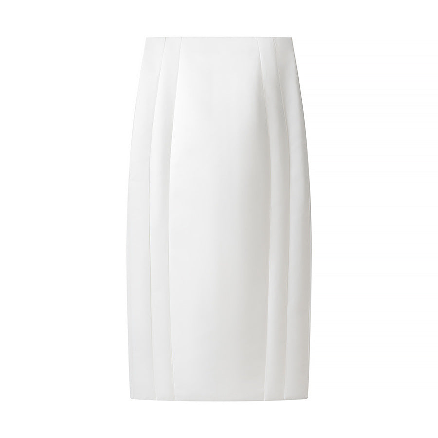 Women's Tailored Midi Skirt Pencil Shape with Vertical Darts Mune Fashion