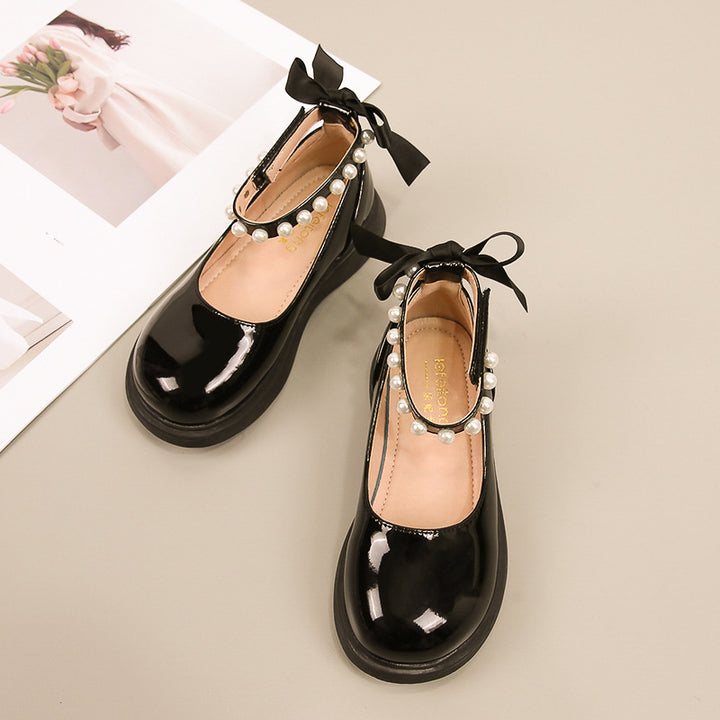 Girls' ballerina shoes with pearl and bow detail Mune Fashion