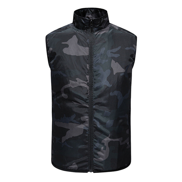 Men's lightweight short sleeve vest with stand-up collar, water-repellent nylon blend and zippered pockets Mune Fashion