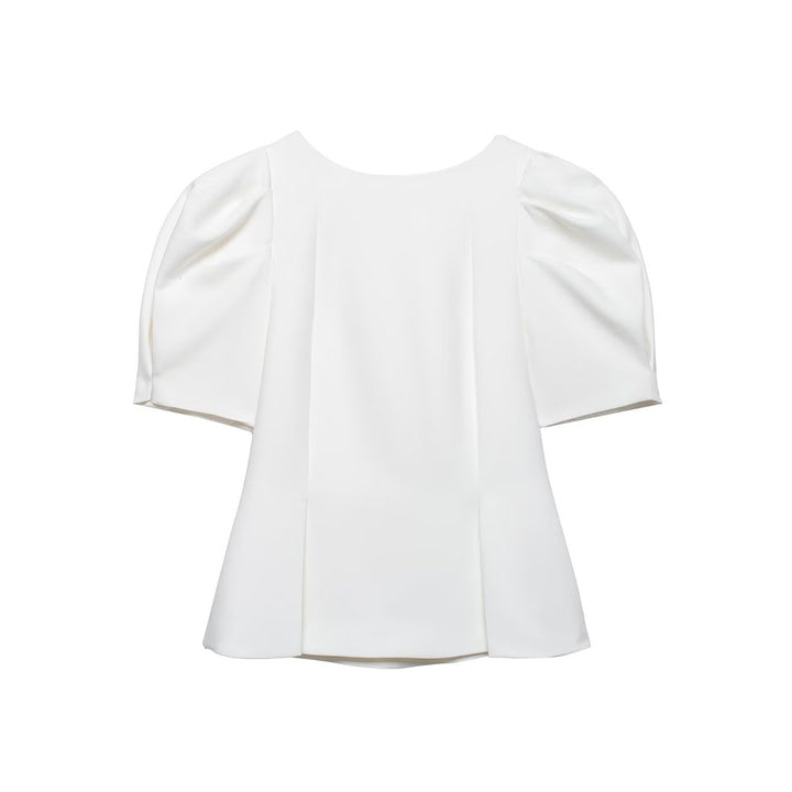 Women Elegant A-Line Blouse with shaping seams and puff sleeves Mune Fashion
