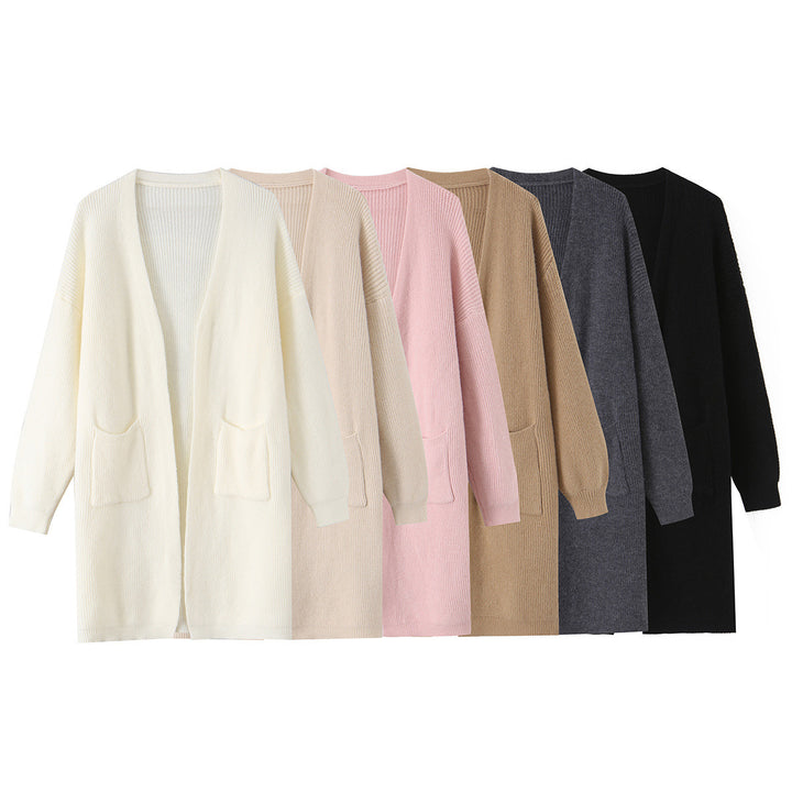 Ladies Longline Knit Cardigan with Patch Pockets Mune Fashion
