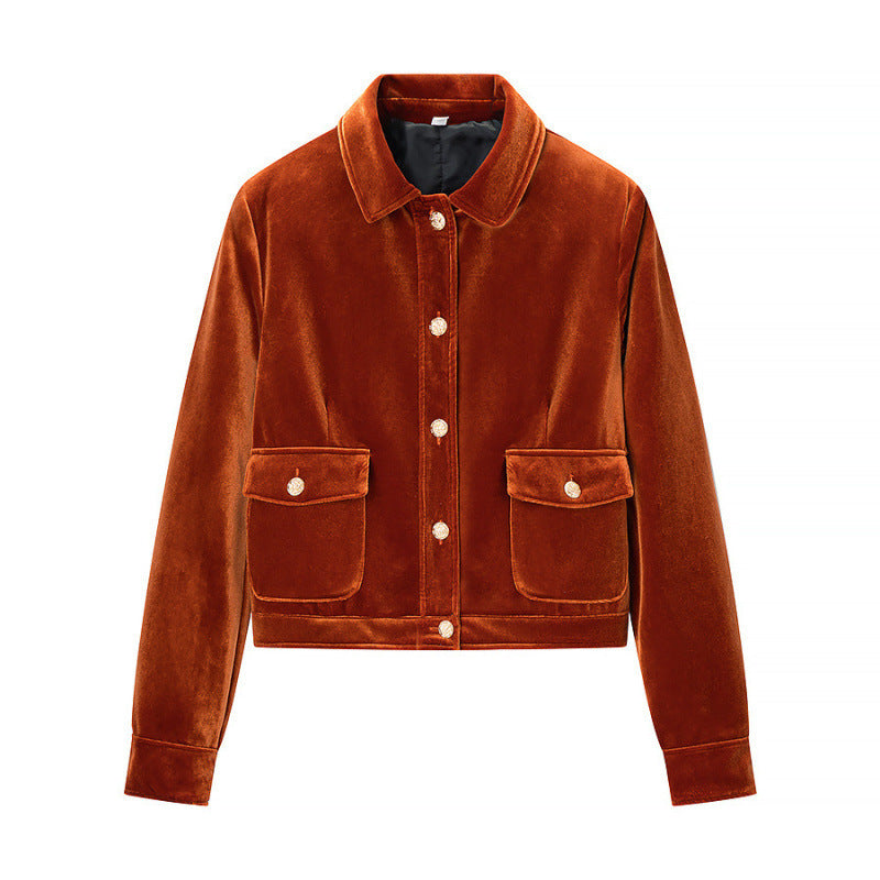 Women Velvet Jacket with Sequin Trim and Tailored Silhouette Mune Fashion