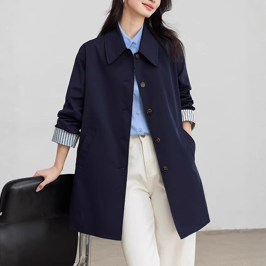 Women’s Fashionable Transitional Jacket with Wide Collar and Button Details Mune Fashion