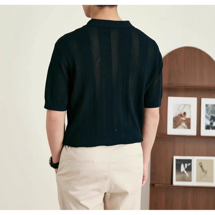 Men's Stylish Short Sleeve Knit Polo Shirt Mune Fashion