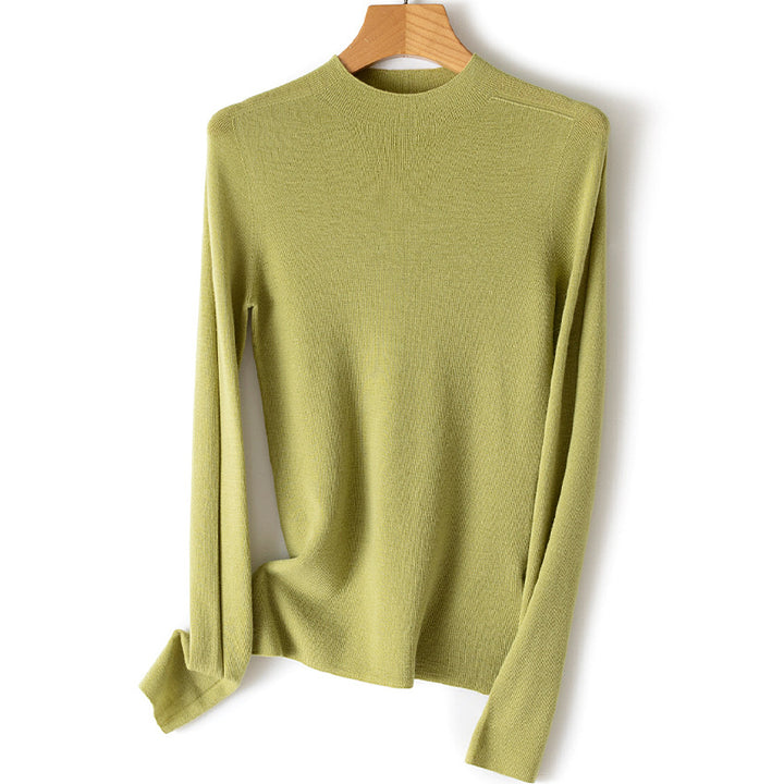 Women's Lightweight Fine Knit Sweater with Short Stand-Up Collar and Slim Silhouette Mune Fashion
