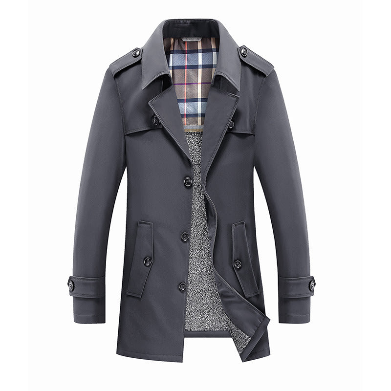 Men's Modern Short Coat in Trench Look with Checked Lining and Utility Pockets Mune Fashion