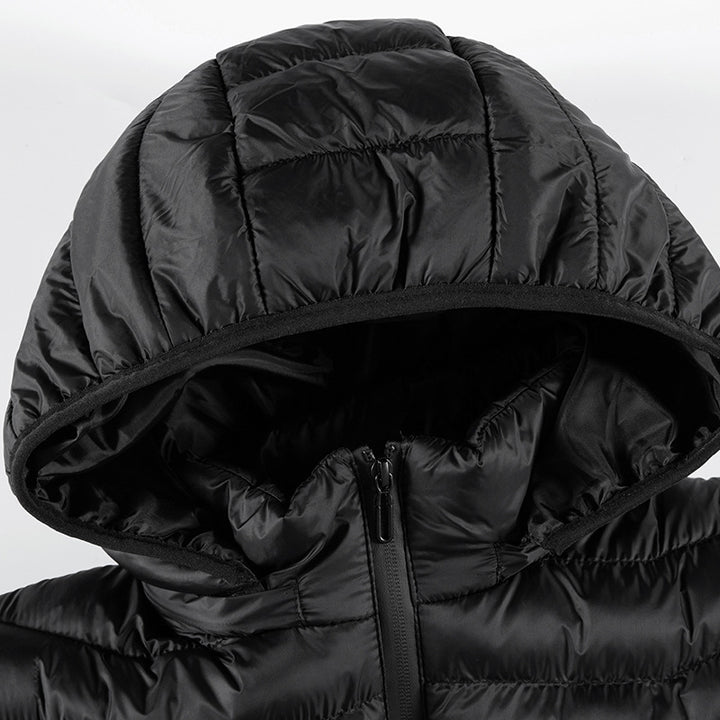 Men's ultralight quilted down jacket with hood, wind-resistant outer shell and packing function Mune Fashion