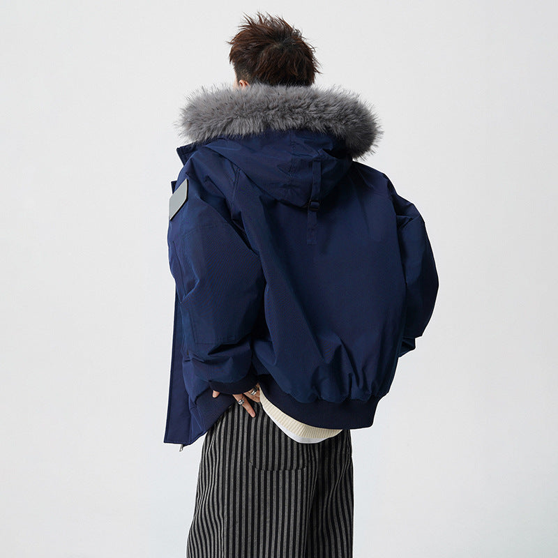Men's Padded Oversized Parka with Faux Fur Hood and Utility Pockets Mune Fashion