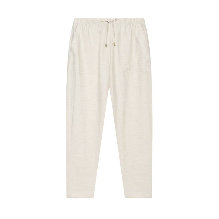 Women's Linen Blend Jogger Pants with Elastic Waist and Slim Leg Mune Fashion