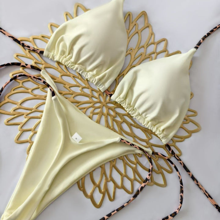 Women's Triangle Bikini Set with Adjustable Straps and Fashionable Leopard Print Mune Fashion