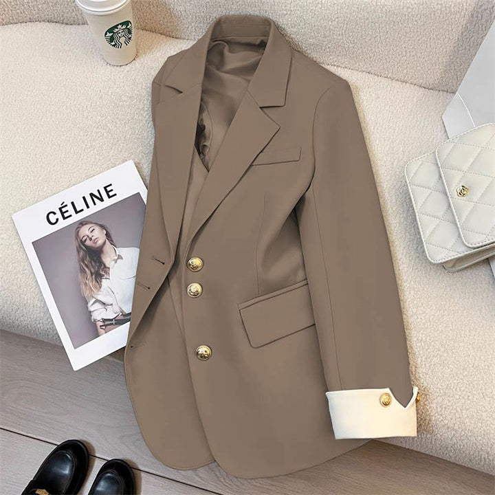 Women's Elegant Blazer with Gold Button Details Mune Fashion