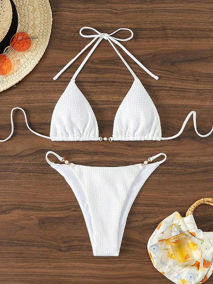 Women's Triangle Bikini with fashionable lacing details and elegant accents Mune Fashion