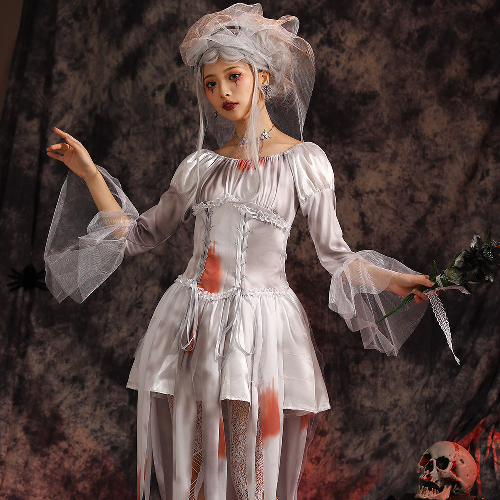 Men's Creepy Ghost Costume with Stylish Hat and Torn Details Mune Fashion