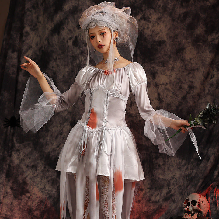 Men's Creepy Ghost Costume with Stylish Hat and Torn Details Mune Fashion