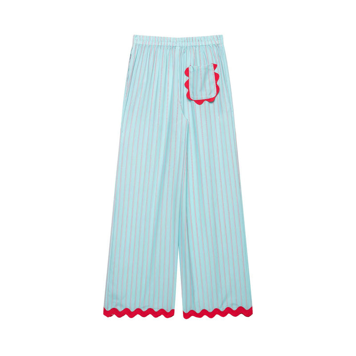 Women's wide pajama pants with elastic waistband and wavy hem Drune