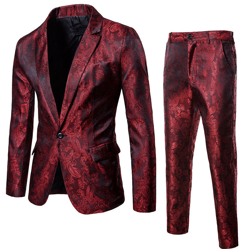 Men's Elegant Suit Set with Fine Paisley Pattern Mune
