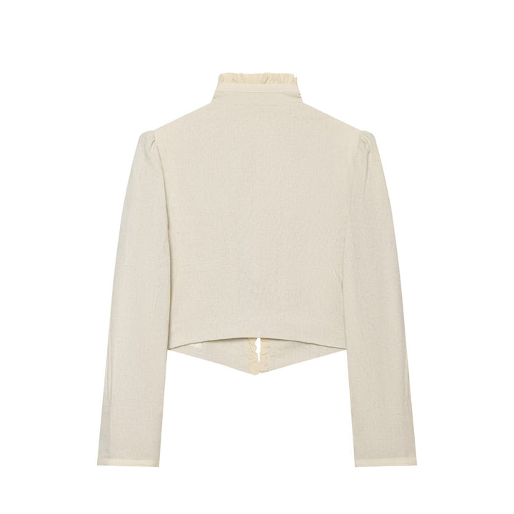 Women's short jacket with ruffled collar and decorative double button placket Drune
