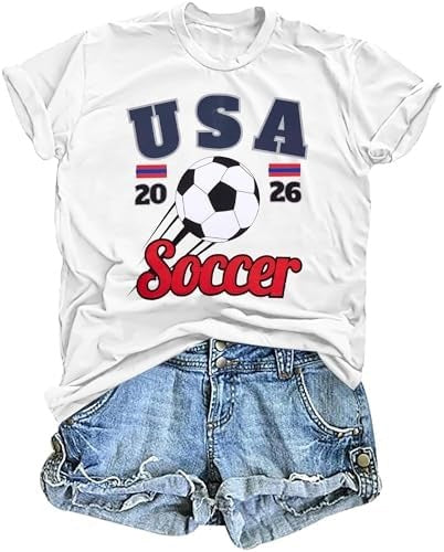 Women’s casual cotton fan shirt with retro football print and round neck Mune Fashion