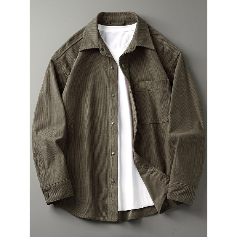 Men's cord overshirt in worker look with button placket and patch chest pocket Mune Fashion